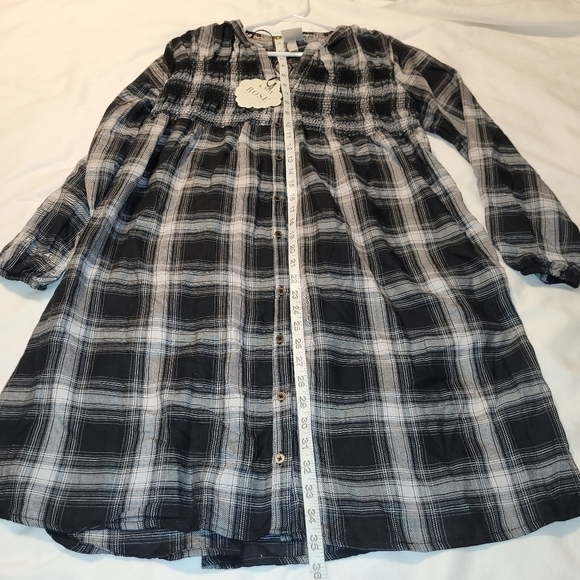 Knox Rose Womens Black Plaid Smocked Dress Size XS Long Sleeve Button Front - Picture 7 of 8